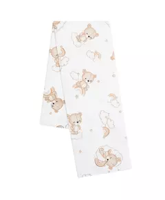 Hydrofiele doek - Teddy bear print - Wit - Zacht