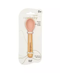 Lichtroze Babyvoeding Lepel met Houten Handvat