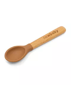 Babylepel - Bruin - Siliconen met houten handvat