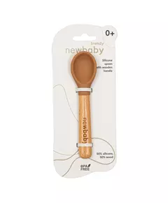 Babylepel - Bruin - Siliconen met houten handvat