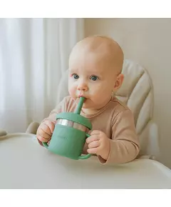 Groene 2in1 Drinkbeker van Siliconen voor Kinderen