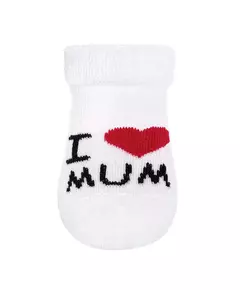 Baby terry socks - I ♥ Mum & Dad - Maat 56 (0-3 maanden)