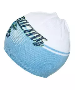 Kindergebreide muts - Racing patroon - Ademend katoen - Lichtblauw