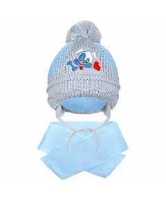 Winter baby muts en sjaal set - Gebreide hond - Pompon
