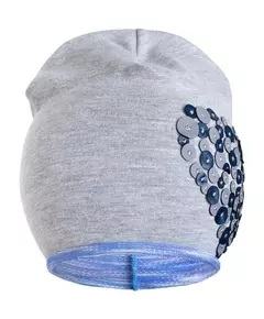 muts - lichtgrijs - blauwe pailletten - hartapplicatie
