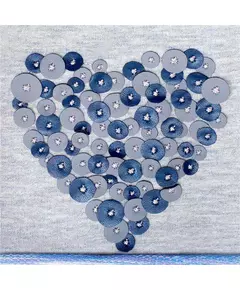 muts - lichtgrijs - blauwe pailletten - hartapplicatie