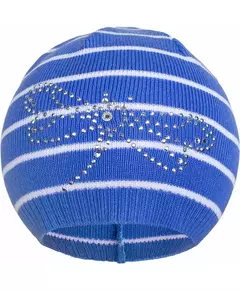 Muts - blauw - katoen - met libel steentjes - maat 86/92