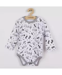 Baby romper - lange mouwen - maat 86 (12-18 maanden) - muziekinstrumenten print