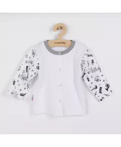 Babyvestje - Zwart-wit muzieknoten - 100% katoen - Drukknoopsluiting