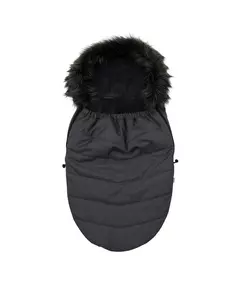 Zwarte winter voetenzak buggy met bontkraag