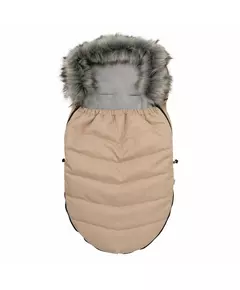 Beige voetenzak buggy met afneembare bontkraag