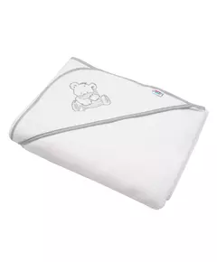 Badcape met Capuchon 100x100 cm Wit met Beer Borduring