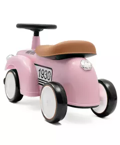 Retro Loopauto Roze – Loopwagen met Geluid en Opbergruimte