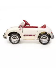 Retro Elektrische Kinderauto Parelwit – Met Afstandsbediening en Muziek