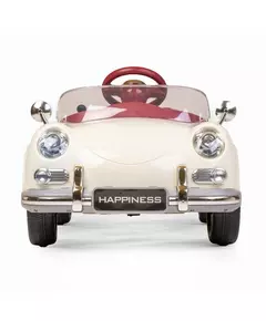Retro Elektrische Kinderauto Parelwit – Met Afstandsbediening en Muziek