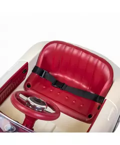 Retro Elektrische Kinderauto Parelwit – Met Afstandsbediening en Muziek