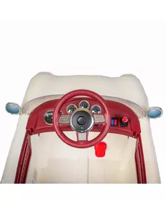 Retro Elektrische Kinderauto Parelwit – Met Afstandsbediening en Muziek