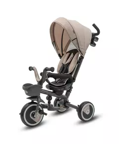 5-in-1 RELAX Driewieler Beige – Verstelbaar, 360° Draaibaar Zitje en Duwstang