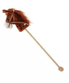 Bruno - Stokpaard - Pluche Bruin Paardenhoofd - Met Wielen