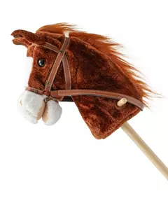 Bruno - Stokpaard - Pluche Bruin Paardenhoofd - Met Wielen