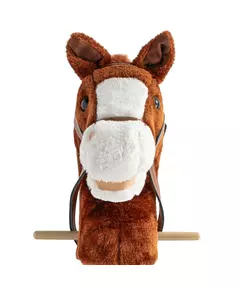 Bruno - Stokpaard - Pluche Bruin Paardenhoofd - Met Wielen