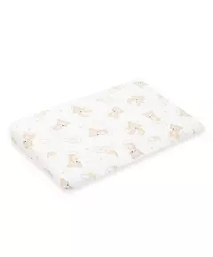 Katoenen kussensloop voor wigkussen 59x37 cm beige met beer