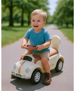Baby Kiddo Cruiser Loopauto Beige – Retro Stijl en Veiligheid voor Kleintjes