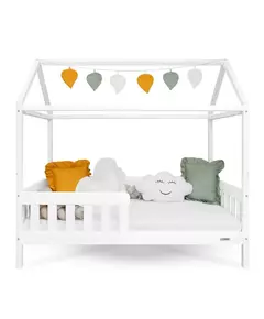 Kinderbed CASTELLO - 180x90 cm - Wit Huisbed - Met Uitvalbeveiliging