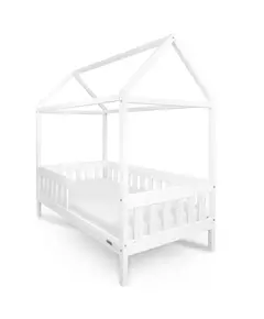 Kinderbed CASTELLO - 180x90 cm - Wit Huisbed - Met Uitvalbeveiliging
