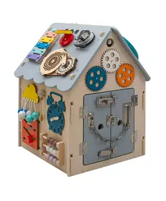 Montessori Activiteitenhuis met LED – educatief houten speelhuisje