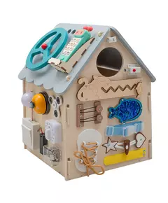 Montessori Activiteitenhuis met LED – educatief houten speelhuisje