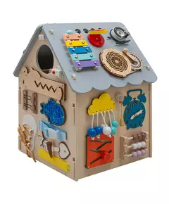 Montessori Activiteitenhuis met LED – educatief houten speelhuisje