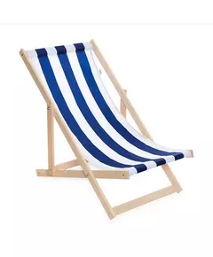 Beukenhouten Tuin- en Strandstoel blauw-wit – inklapbaar en comfortabel