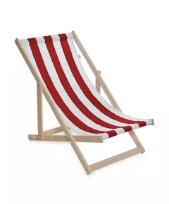 Beukenhouten Tuin- en Strandstoel rood-wit – inklapbaar en comfortabel