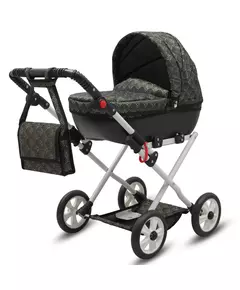 Poppenwagen - COMFORT Zwart Goud - Luxe Wiegwagen - Verstelbare Handgreep