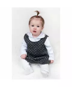 Baby Jurk - Grijs met zwart stippenpatroon - Mouwloos - A-lijn model