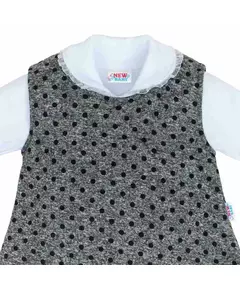 Babyjurk - Mouwloos - Grijs met zwarte stippen - A-lijn
