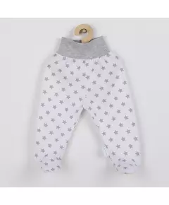 Babybroekje - Wit met grijze sterren - Tailleband grijs