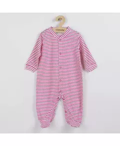 Babyromper - Lange Mouwen - Roze Witte Strepen - 100% Katoen