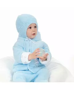Jumpsuit - Lichtblauw - Teddybeer Motief - Fleece - Winterkleding