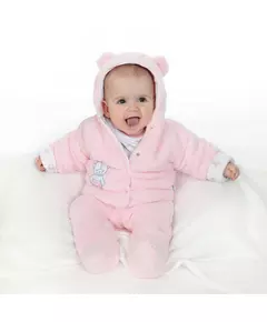 Jumpsuit - Teddybeer - Roze - Fleece - Maat 68 - Babyoutfit