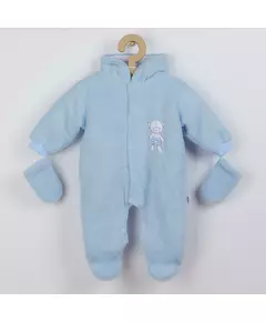 Jumpsuit - Lichtblauw - Maat 74 - Teddybeer - Warme fleece