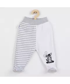 Babybroekje - Grijze en witte strepen - Borduursel zebra met ballonnen