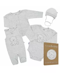 Babyset - Grijs Jasje - Romper met Lange Mouwen - Boxpakje met Mutsje