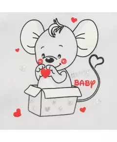 Baby onesie - White - Mouse illustratie - Maat 86 (12-18 maanden)