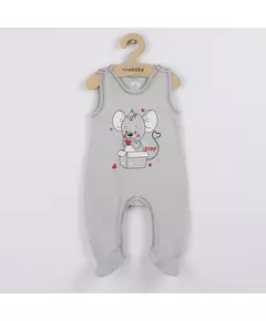 Babykleding - 2-delige set - Grijze trui met knopen - Mouwloze romper met muis en hartjes