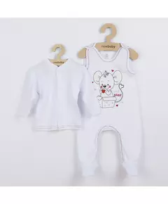 Babyset - Wit - Vestje en romper - Muizenillustratie - Maat 86 (12-18m)