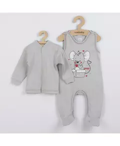 Babykleding - 2-delige set - Grijze vest en romper - Maat 86 (12-18 maanden)