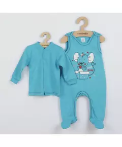 Babyset - Romper en jasje - Muizendesign - Turquoise - Maat 86 (12-18 maanden)
