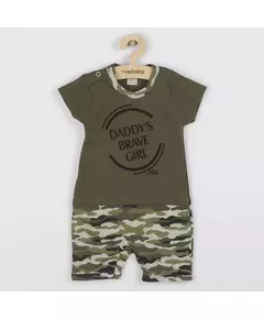 Baby overall - Olijfgroen met camouflage - Korte mouwen